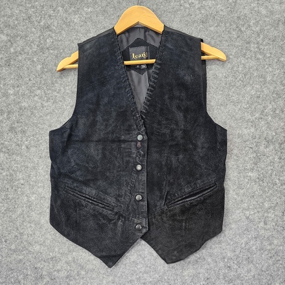 Learsi Jackets & Blazers - Vintage Black Suede Leather Vest Womens S Western Steampunk Waistcoat LEARSI‎